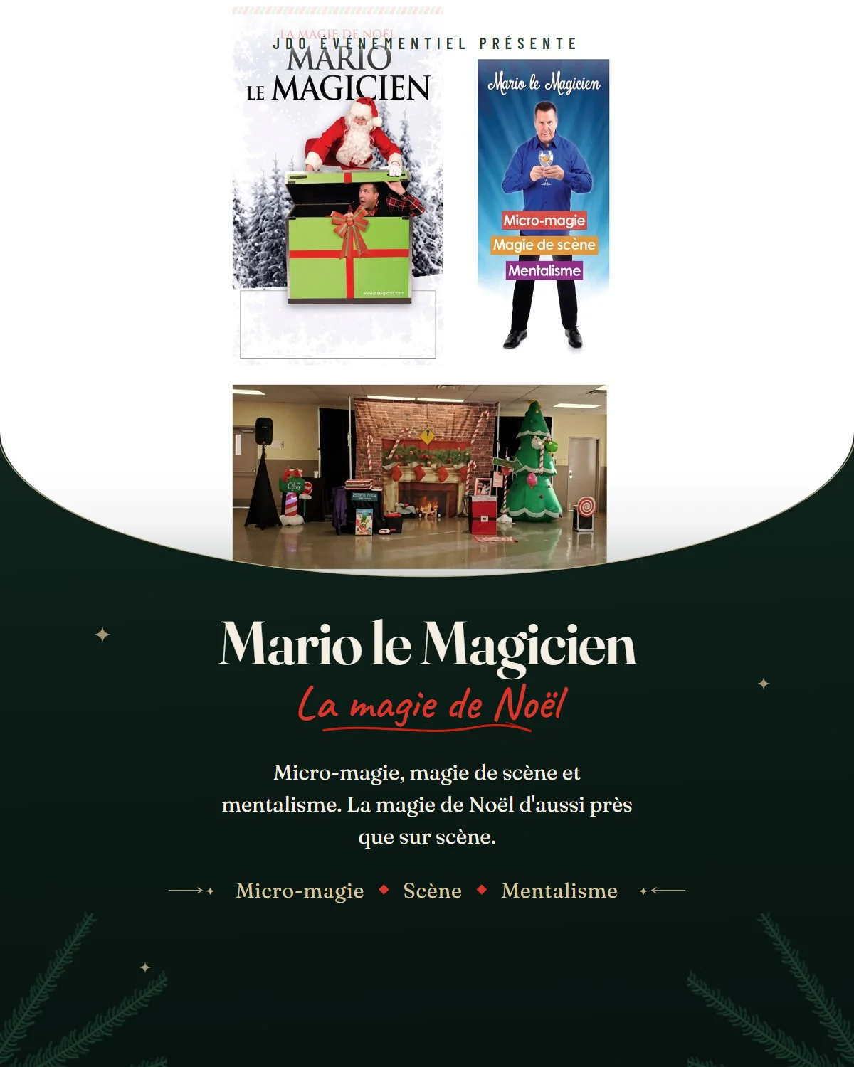 Affiche du spectacle Mario le Magicien : micro-magie, magie de scène et mentalisme.